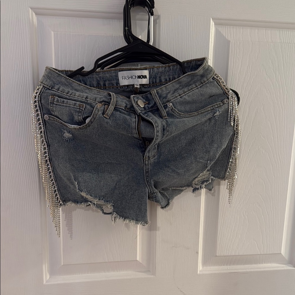 Fashion Nova Blue Distressed Jean Shorts